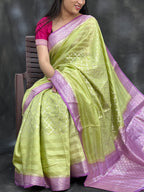 Elegant Green Mango Silk Saree