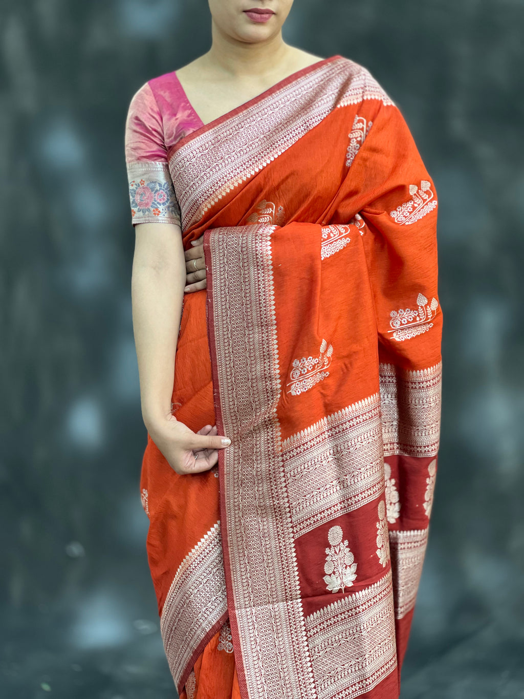Rusty Delight Fancy Silk Saree
