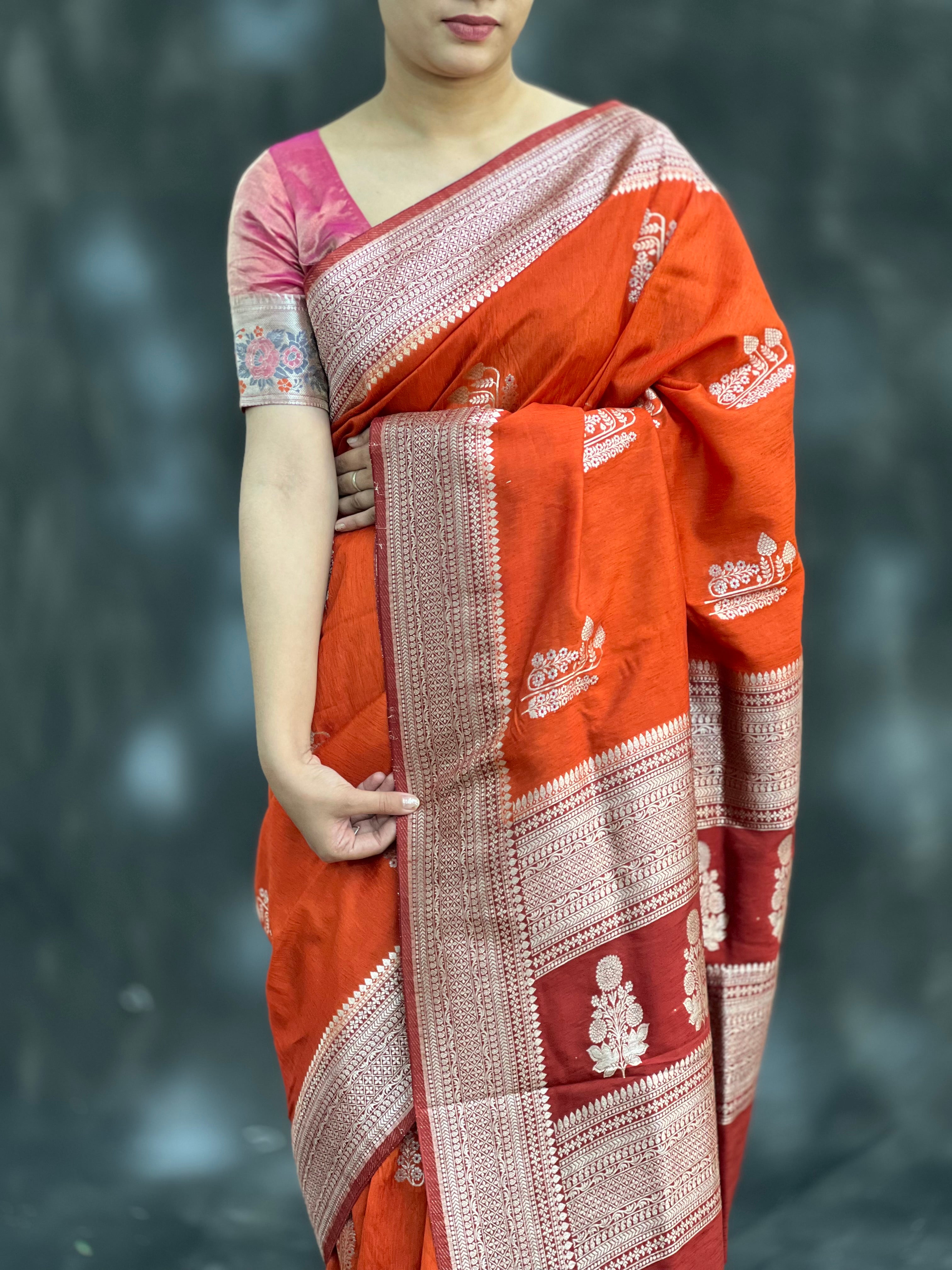 Rusty Delight Fancy Silk Saree