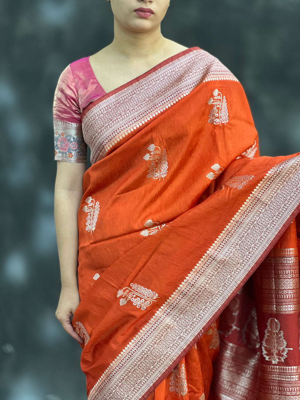 Rusty Delight Fancy Silk Saree