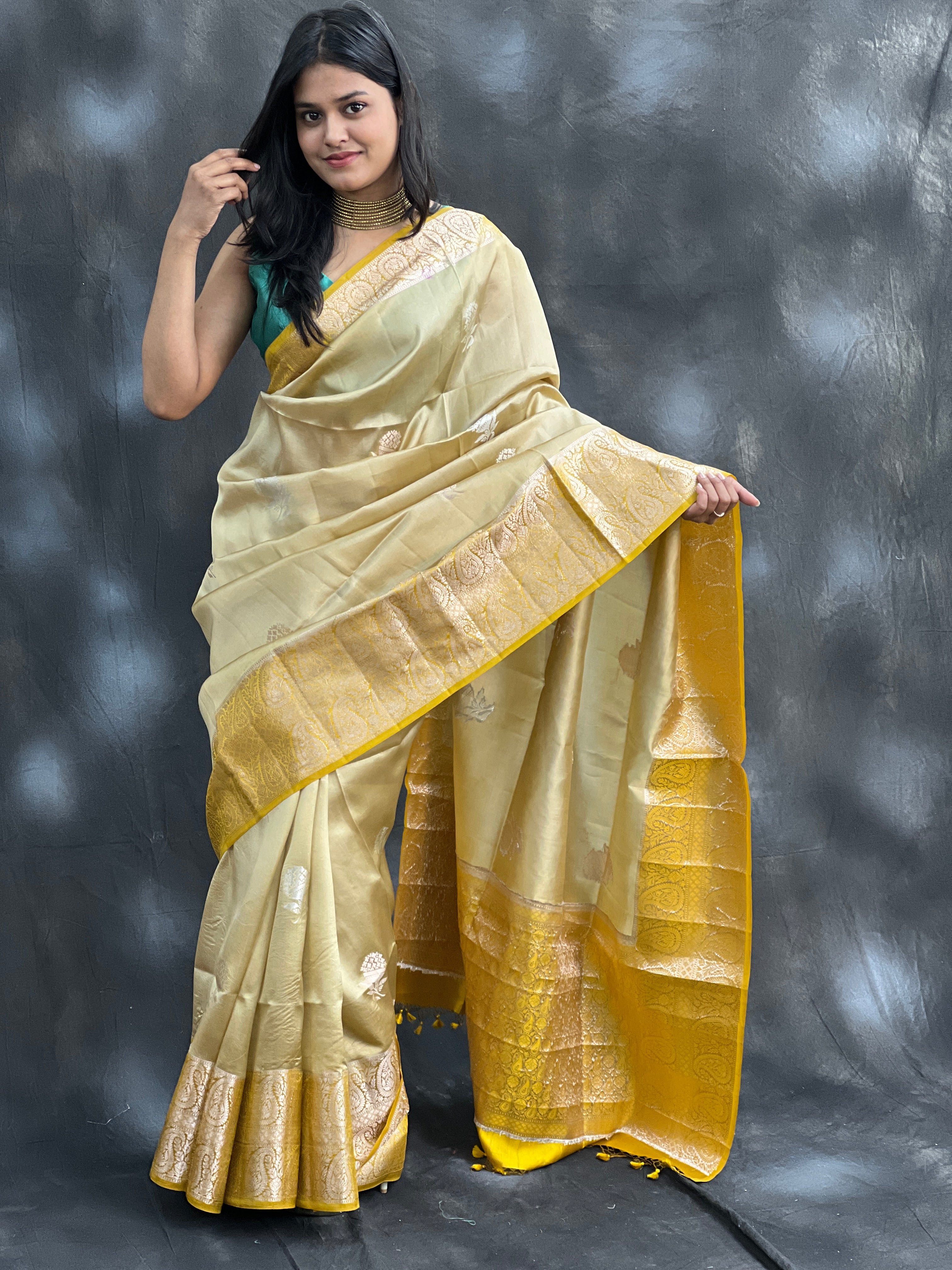 Golden Glow Pure Mango Silk Saree
