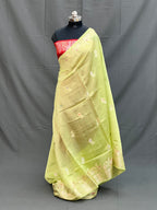 Glamorous Green Pure Mango Silk Banarasi Saree