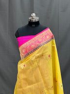 Handloom Kadhwa Organza Silk Banarasi Saree