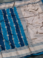 Stipe Motifs Mashru Katan Silk Saree