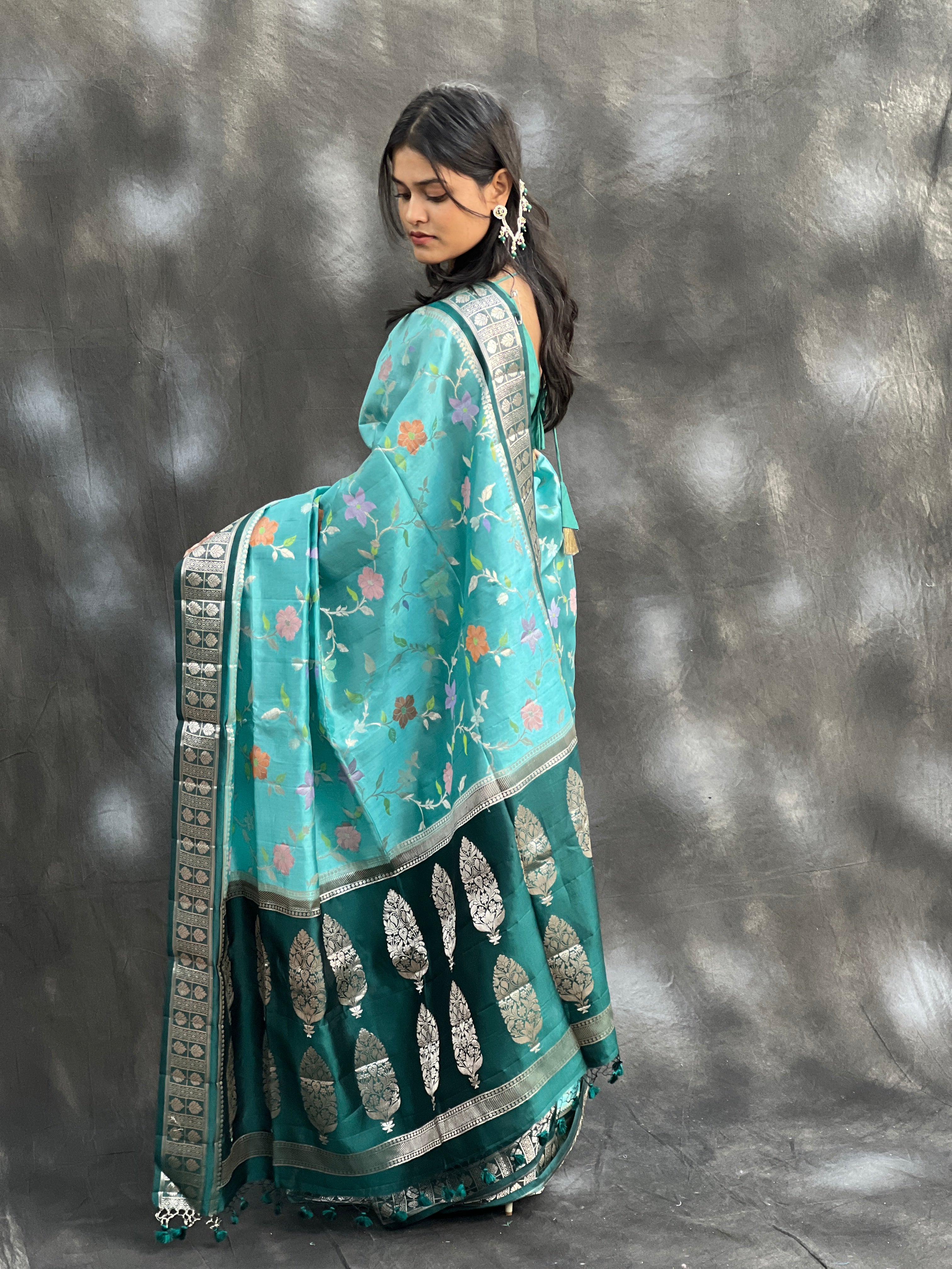 Luxurious & Rare Pure Mango Silk Tilfi Minakari Saree