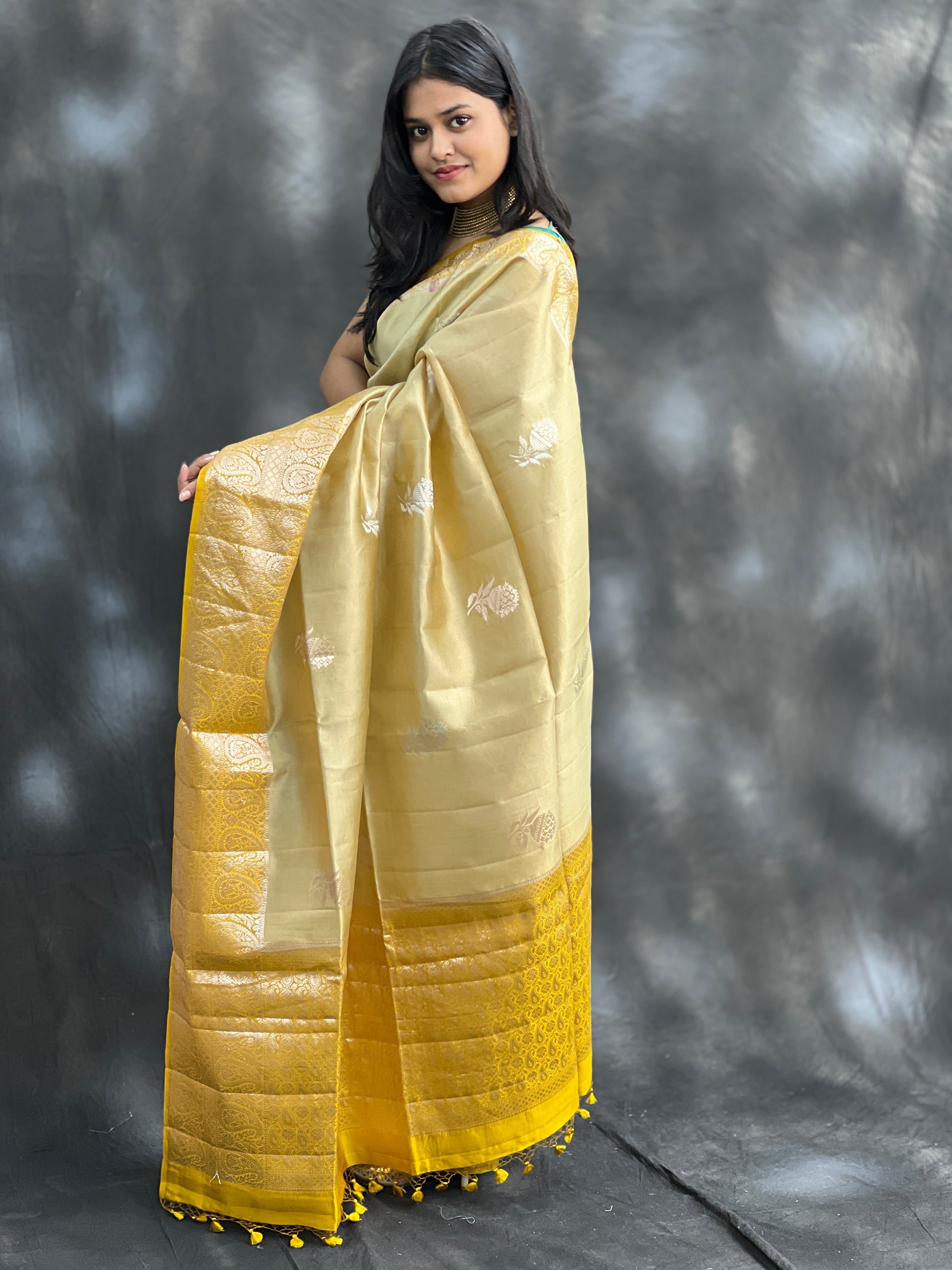 Golden Glow Pure Mango Silk Saree