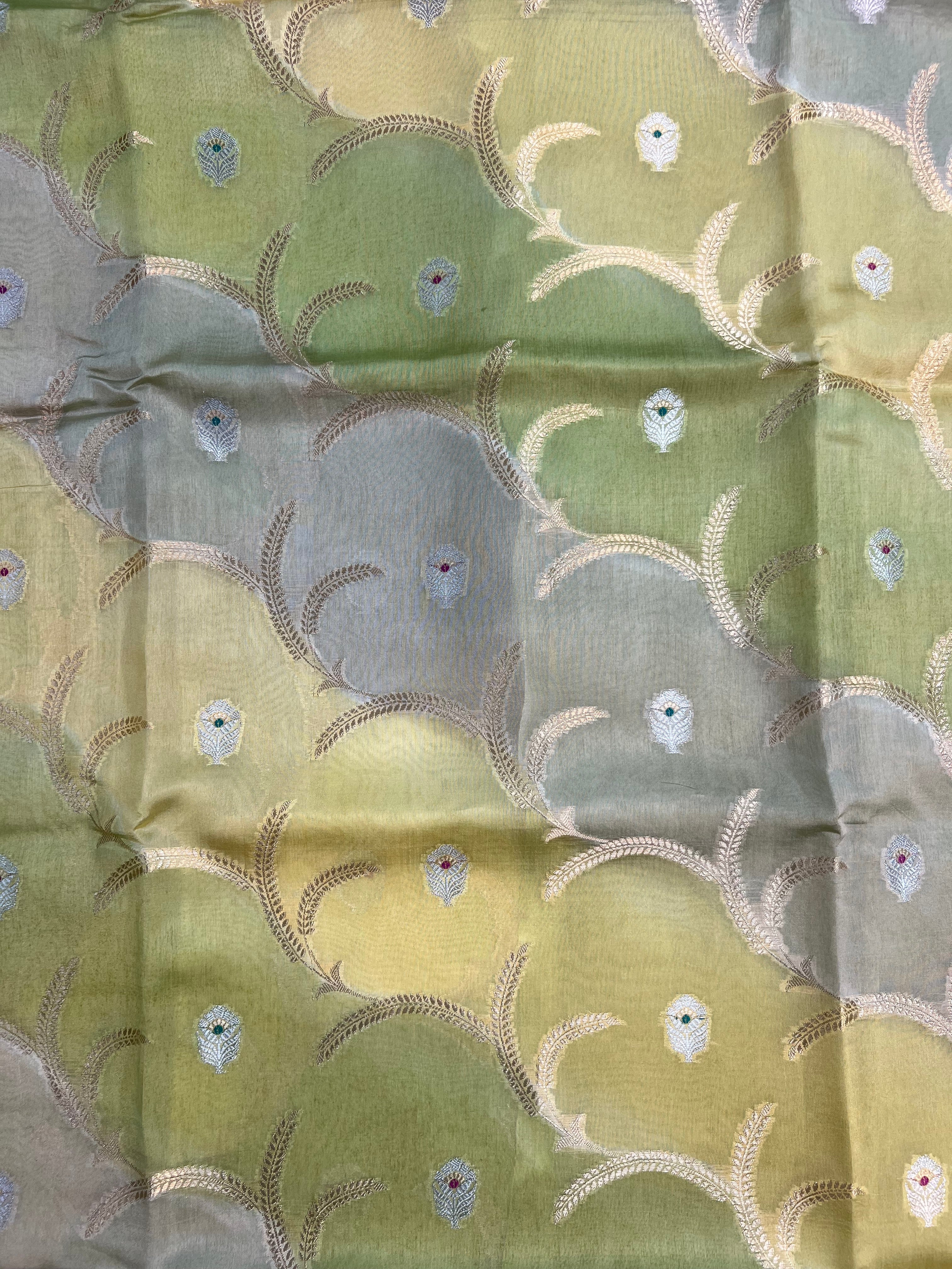 Rare Banarasi Green Mango Silk Saree