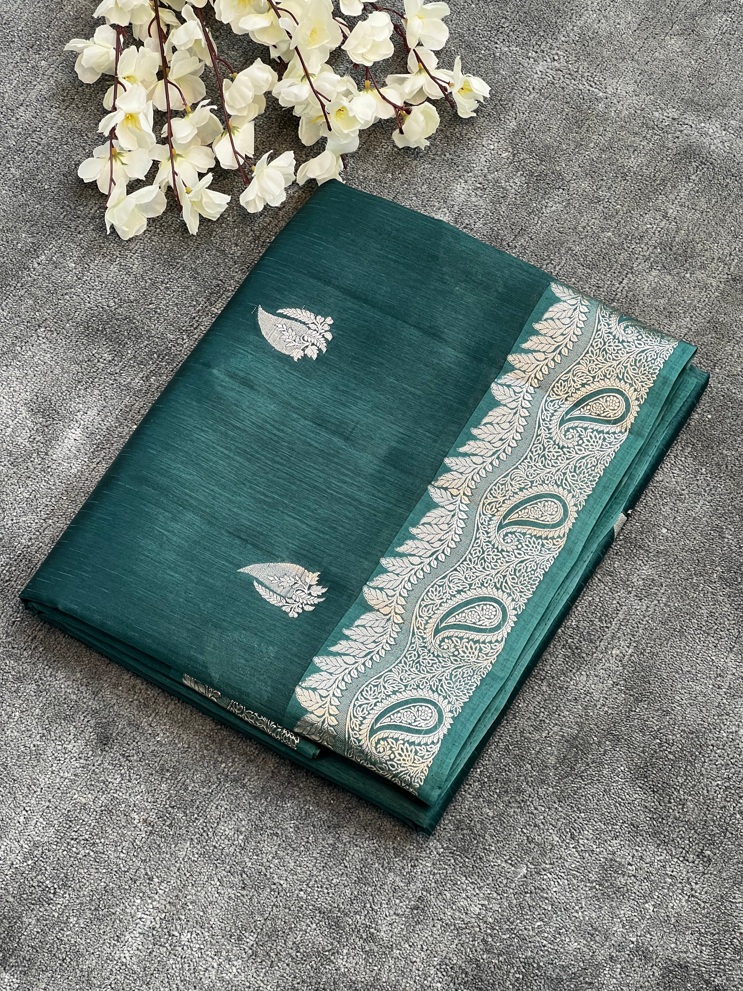 Eye Catching Green Mango Silk Saree