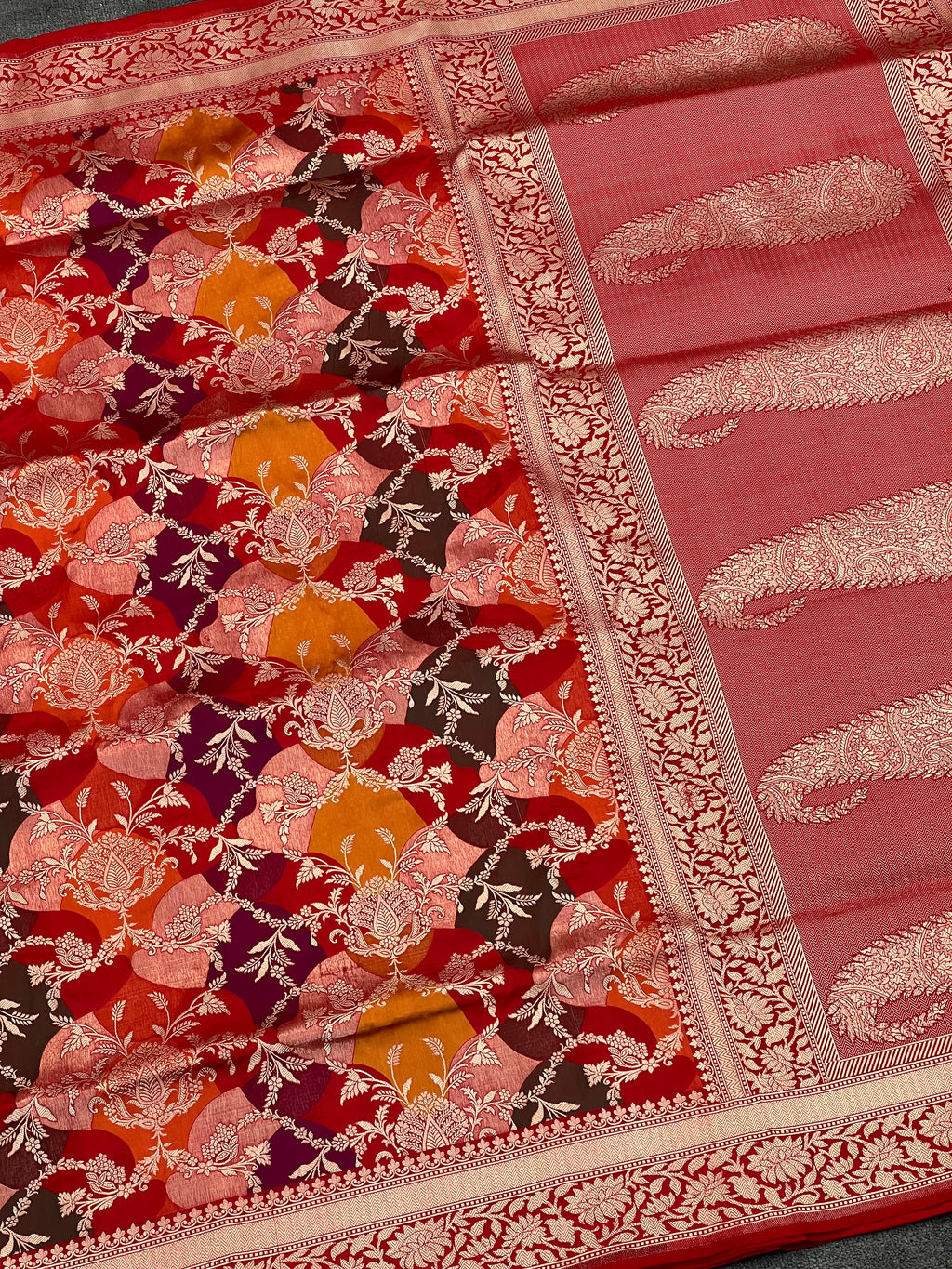 Handwoven Rarest Rangkat Pure Katan Silk Saree