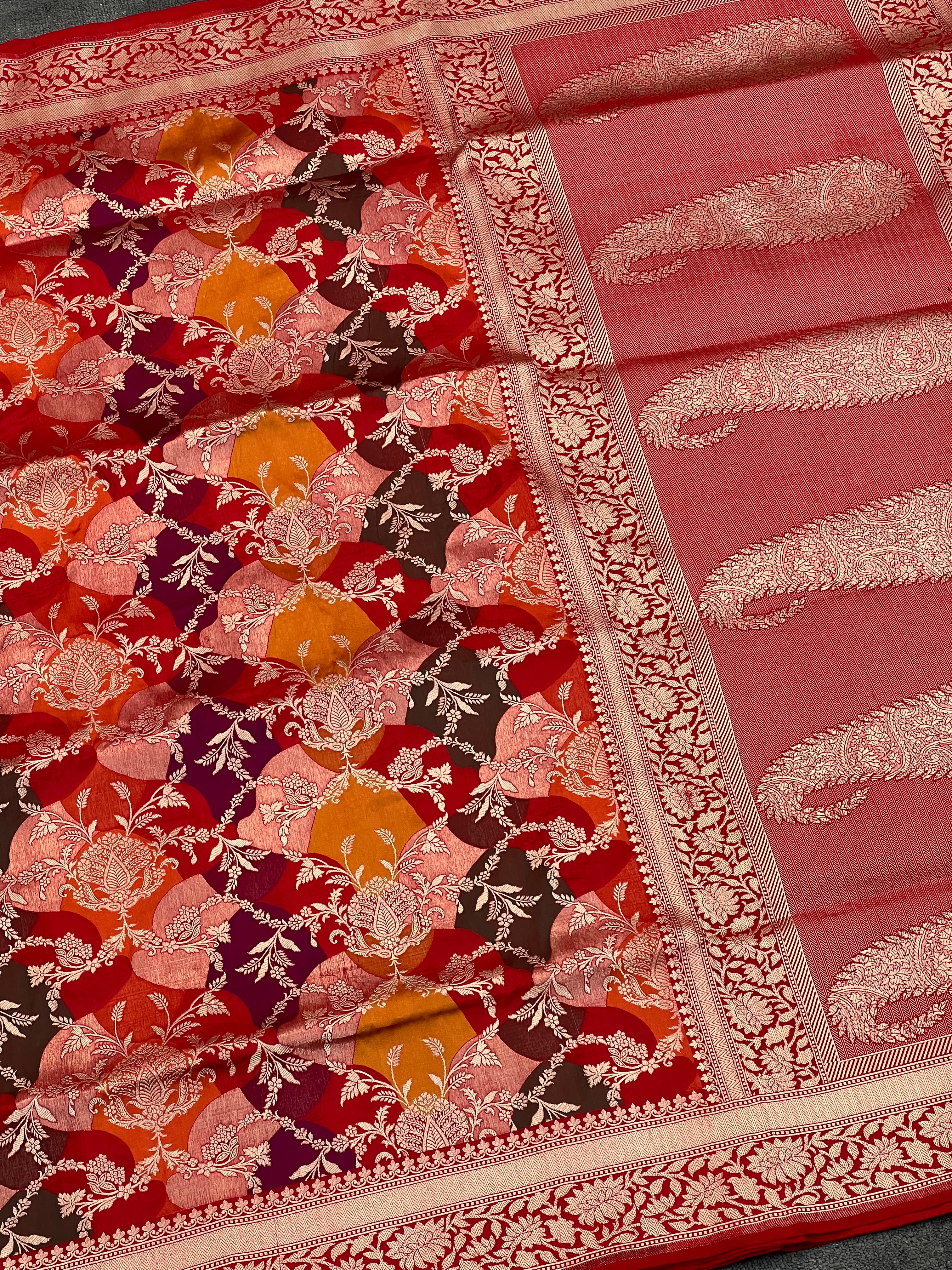 Handwoven Rarest Rangkat Pure Katan Silk Saree