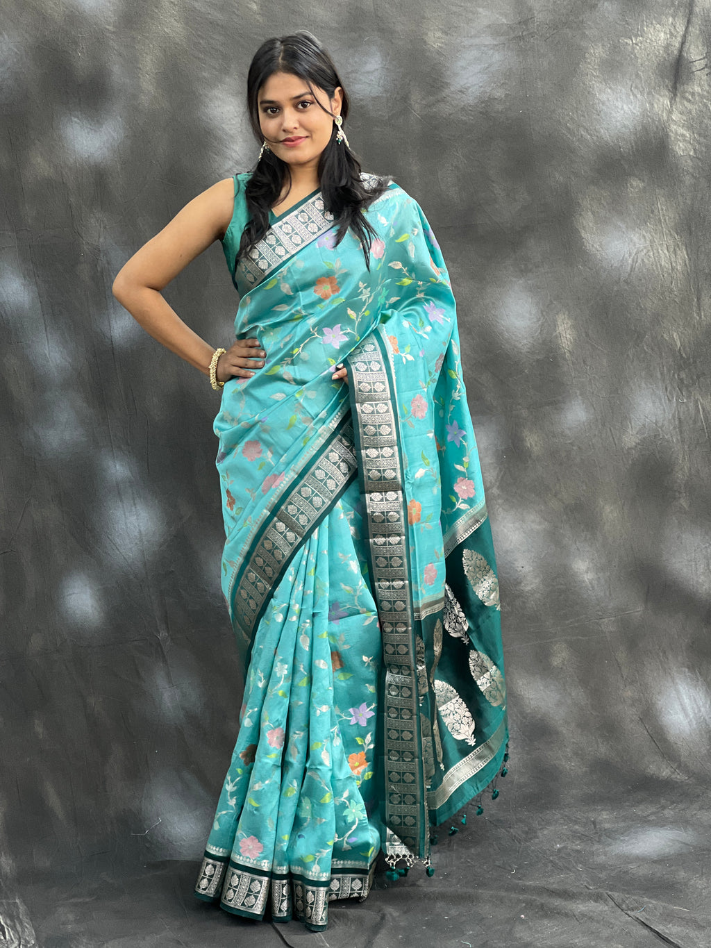 Luxurious & Rare Pure Mango Silk Tilfi Minakari Saree