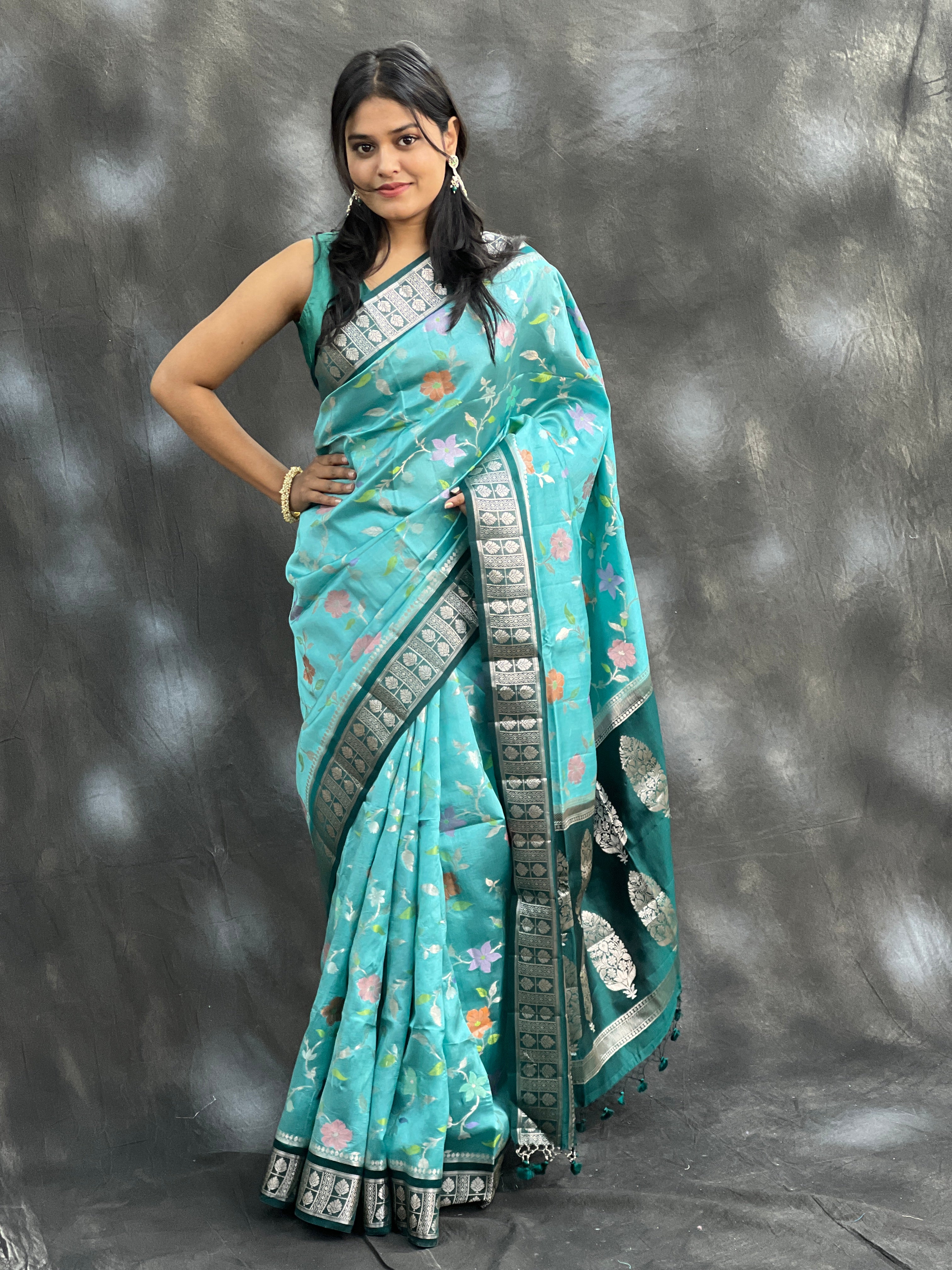 Luxurious & Rare Pure Mango Silk Tilfi Minakari Saree