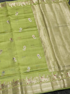 Glamorous Green Pure Mango Silk Banarasi Saree