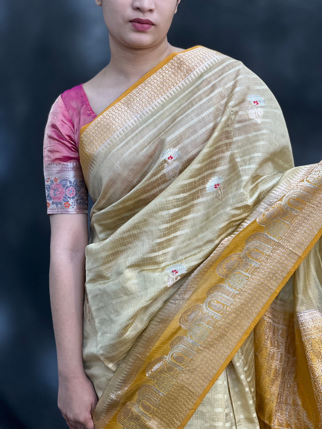 Charming Green Mango Silk Saree