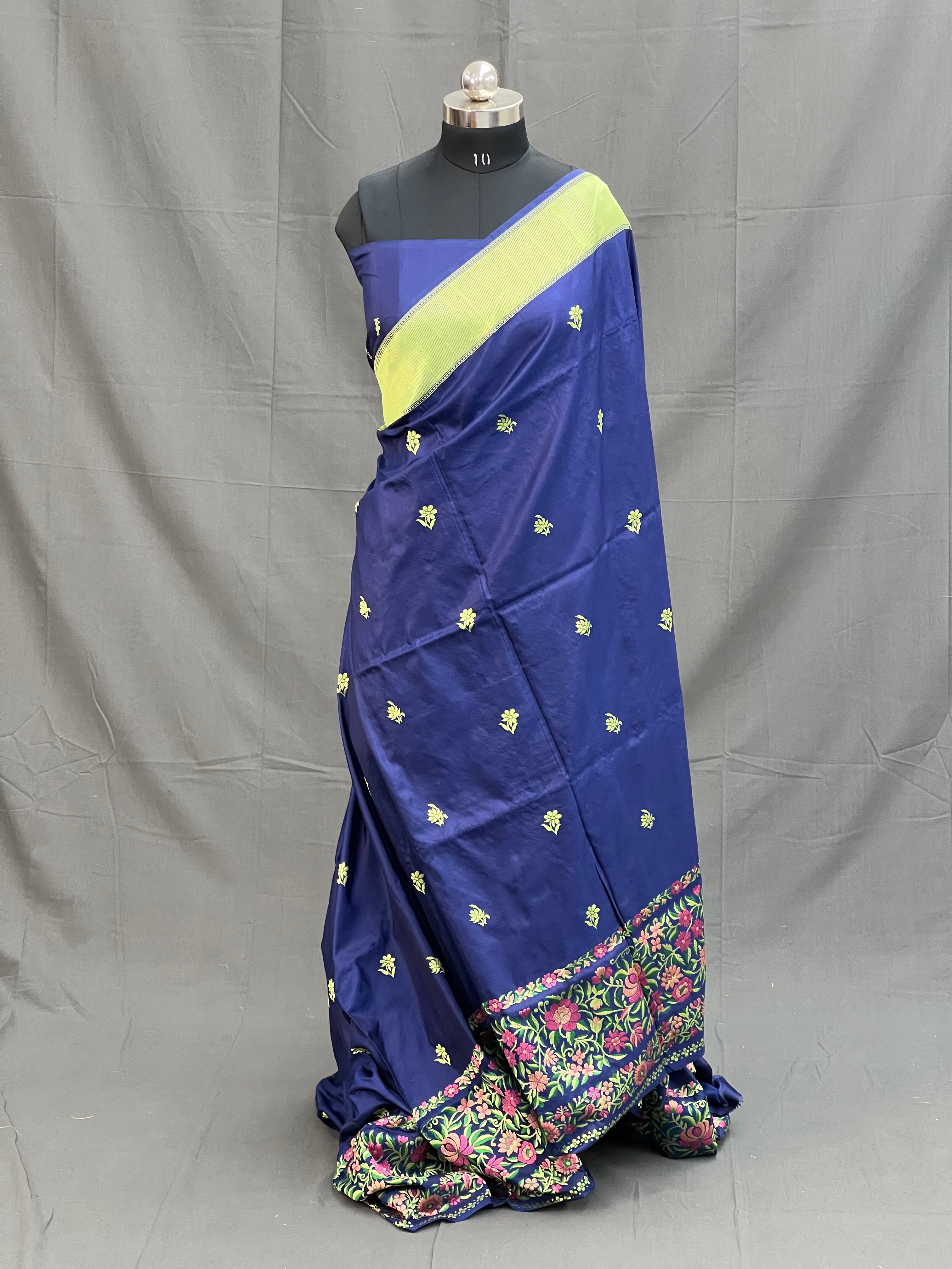 Handloom Katan Silk Embroidery Saree