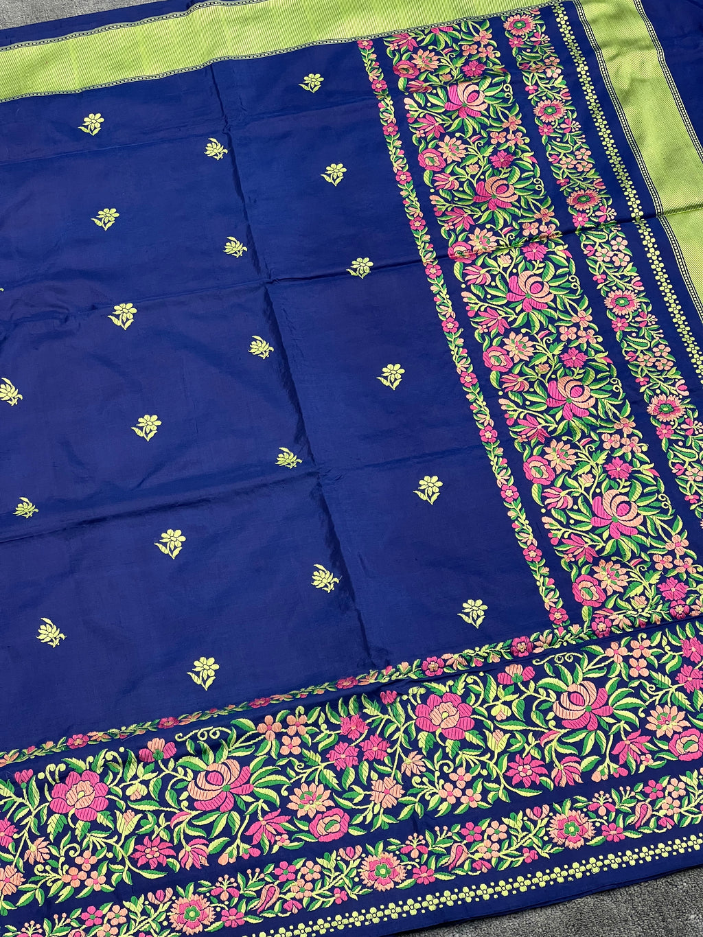 Handloom Katan Silk Embroidery Saree