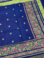 Handloom Katan Silk Embroidery Saree