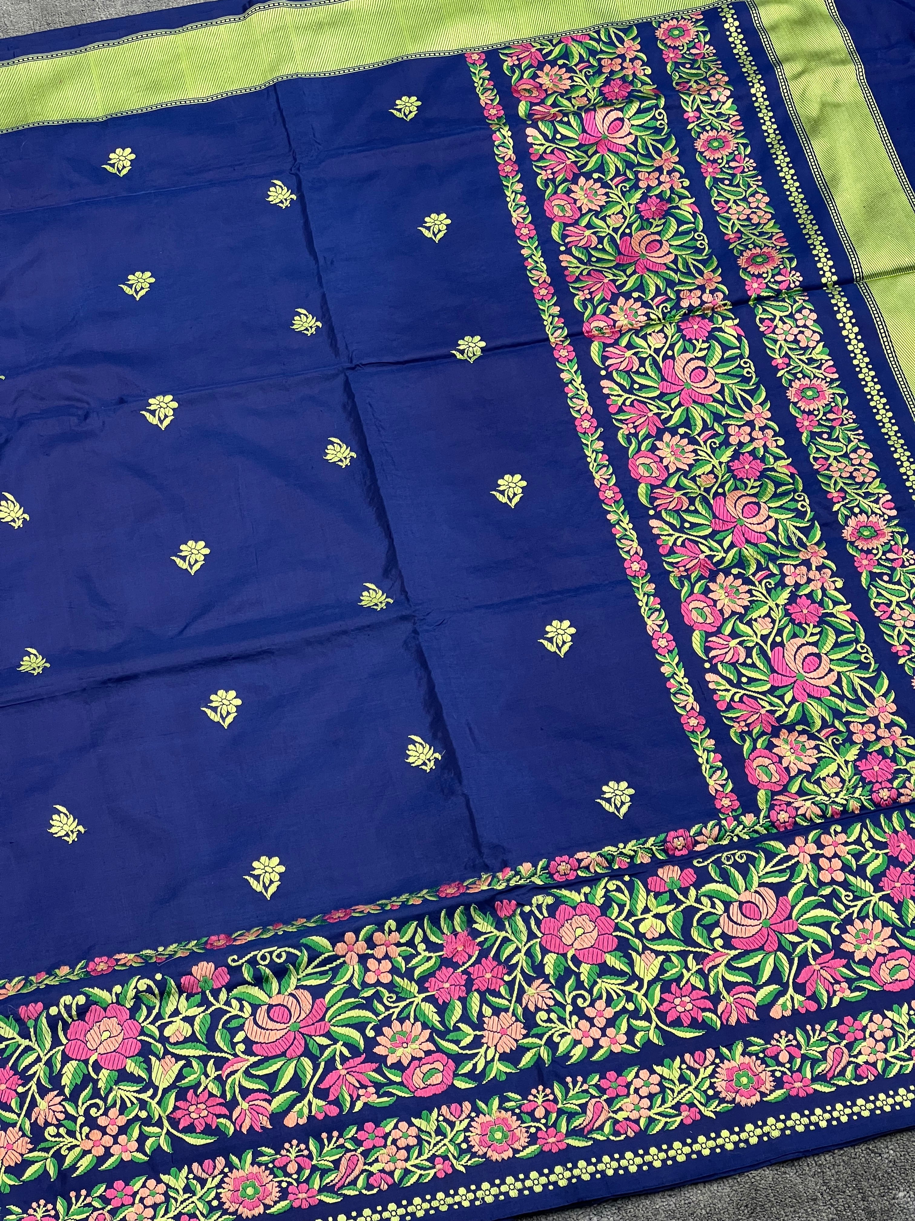 Handloom Katan Silk Embroidery Saree