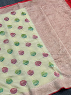 Rare Pure Chiffon Georgette Crushed Motifs Saree